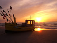 Villa del Mar - Sonnenuntergang bei den Fischerbooten in der Nähe des Strandhotels